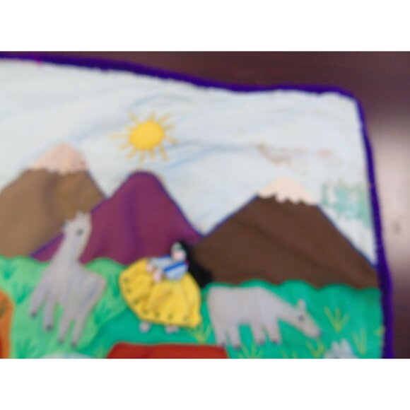 Peruvian Mercado "Market" Tapestry Handcraft Appliqué Folk Art Peru Arpillera - Picture 3 of 10